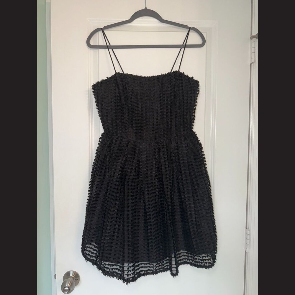 H&M Black Textured Fit & Flare Dress Size S